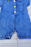 One piece soft denim infant baby romper w/short sleeves 250937M