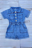 One piece soft denim toddler girls jumpsuit 250936M
