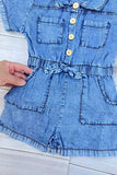 One piece soft denim toddler girls jumpsuit 250936M