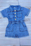 One piece soft denim toddler girls jumpsuit 250936M