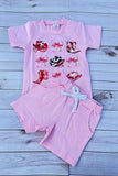 Western bow & hat & boots printed 2pc girls set 250938M
