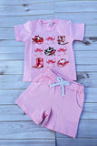 Western bow & hat & boots printed 2pc girls set 250938M