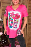 Western Valentine LOVE printed pink women t-shirt XCH13490C IS17 GS10