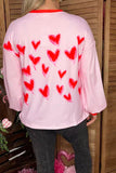 Valentine's Red hearts printed long sleeve pink women shirt XCH14714