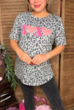 XOXO hearts & leopard printed short sleeve women t-shirt DLH12149