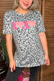 XOXO hearts & leopard printed short sleeve women t-shirt DLH12149