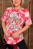 Valentine Hugs & Kissed Leopard hearts printed tie-dye women t-shirt DLH12875