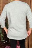 Valentine "be mine" heart printed grey 3/4 sleeve women t-shirt DLH8901