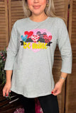 Valentine "be mine" heart printed grey 3/4 sleeve women t-shirt DLH8901