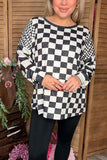 Black checkered printed long sleeve women shirts XCH16754