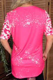 Valentine Hearts printed leopard short sleeve tie dye women t-shirt XCH14625