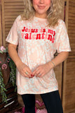"Jesus is my valentine" pink leopard printed short sleeve women top XCH14682