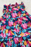 Spring floral printed sleeveless long style girls dress DLH2887 A8S4