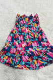 Spring floral printed sleeveless long style girls dress DLH2887 A8S4