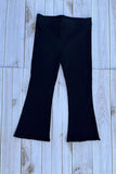 Black ribbed knitted fabric bell bottom girls pant 250946M A8S3