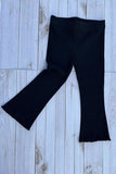 Black ribbed knitted fabric bell bottom girls pant 250946M A8S3