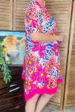 High low floral printed short sleeve women dresses with pockets GJQ15153 A1