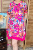 High low floral printed short sleeve women dresses with pockets GJQ15153 A1