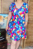 Western printed short sleeve women dress w/side pockets XCH15945 Bfloor