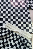 Mom and me checkered printed long sleeve top & shorts 2pc girls sets XCH04048 A9S1