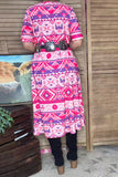 Western Aztec printed short sleeve women dress w/side pockets GJQ15744 AS7
