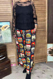 Western patterns printed wide legs high waist women pant XCH16858