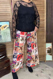 Rodeo western printed wide legs women pant XCH16772
