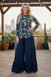 Western turquoise long sleeve women boutique top Southern Stitch XCH16821 IS3