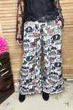 Western patterns printed straight wide leg women pant XCH16859 FS4