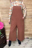 One piece cotton adjustable wide leg brown women jumpsuit XCH16818 Bfloor