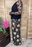 Western cowboy printed wide leg women pant XCH16879