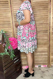 Spring floral printed short sleeve pocket women dress GJQ16459