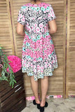 Spring floral printed short sleeve pocket women dress GJQ16459