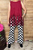 Suede burgundy tank top w/fringe tassels GJQ13295 CS7