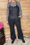 Denim black straight wide leg one piece over all pant women jumpsuit XCH16404 AS4