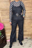 Denim black straight wide leg one piece over all pant women jumpsuit XCH16404 AS4