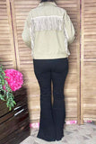 Western studded bling fringe denim long sleeve women jacket/coat  DLH13754 (BW)