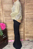 Western studded bling fringe denim long sleeve women jacket/coat  DLH13754 (BW)