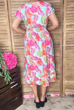 Women's maxi dress Multi color patterns prints & puff short sleeves GJQ16041 (AS1)