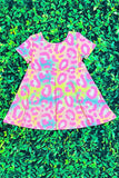 Multicolor cheetah print girls dress XCH0555-4H