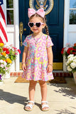 Multicolor cheetah print girls dress XCH0555-4H