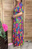 Southern Stitch Women's Maxi Dress Rose Abstract Print & Bell sleeves XCH16585