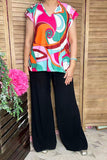 Southern Stitch Boutique clothing suppliers Abstract prints cap sleeve women's blouse XCH16454