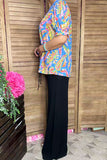 Women's blouse wholesale Paisley printed puff short sleeve split neck boutique clothing suppliers GJQ16574  ES2