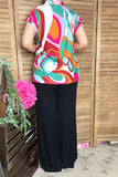 Southern Stitch Boutique clothing suppliers Abstract prints cap sleeve women's blouse XCH16454