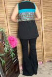 YMY12590 Leopard & floral black color block tank top (FS9)