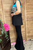 YMY12590 Leopard & floral black color block tank top (FS9)