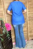 "One happy camper"blueshort sleeves women top HS1 FS5 XCH14774