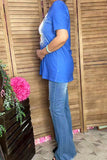 "One happy camper"blueshort sleeves women top HS1 FS5 XCH14774
