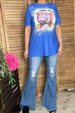 "One happy camper"blueshort sleeves women top HS1 FS5 XCH14774